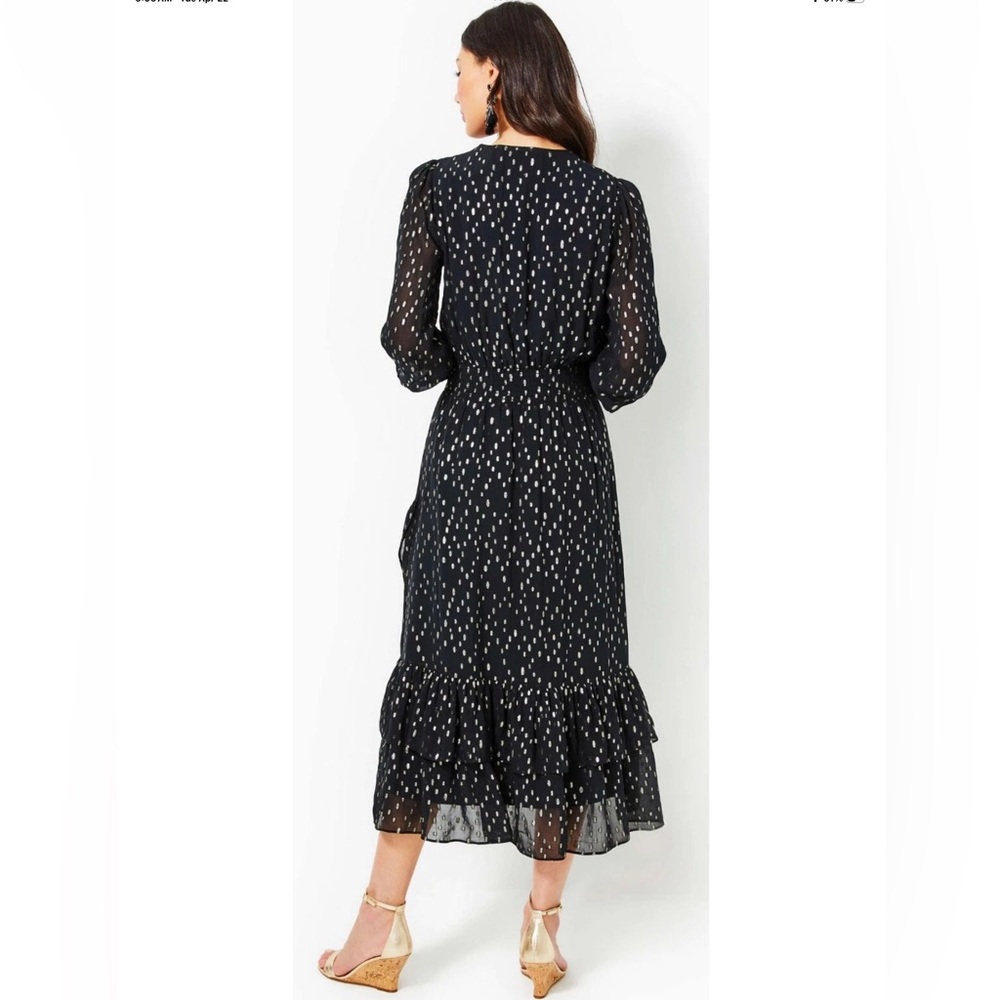 Lilly Pulitzer NWT Cristiana Midi Dress Onyx Metallic Clip $328 Size 6,8,12 - Picture 11 of 14